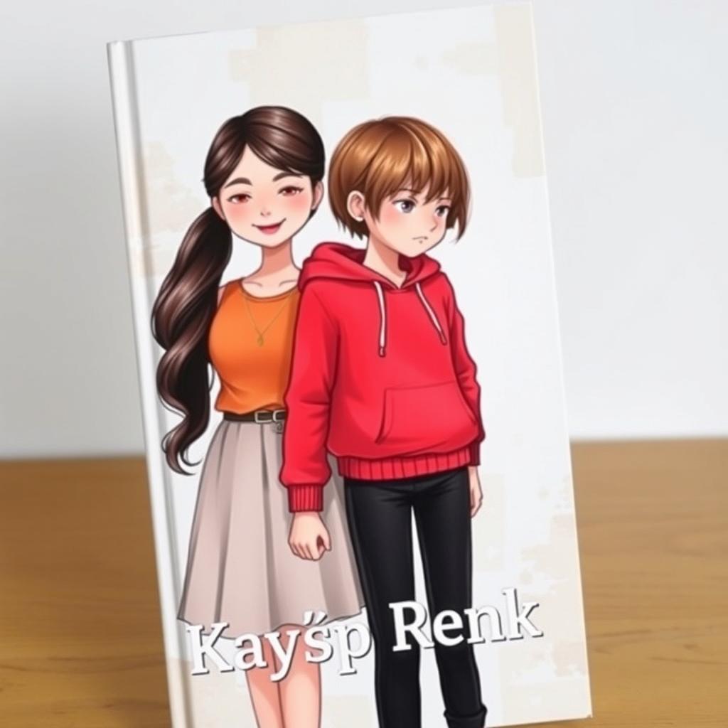 A captivating book cover for 'Kayıp Renk', featuring two girls standing side by side