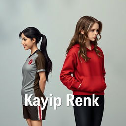 A realistic book cover for 'Kayıp Renk', depicting two girls standing side by side