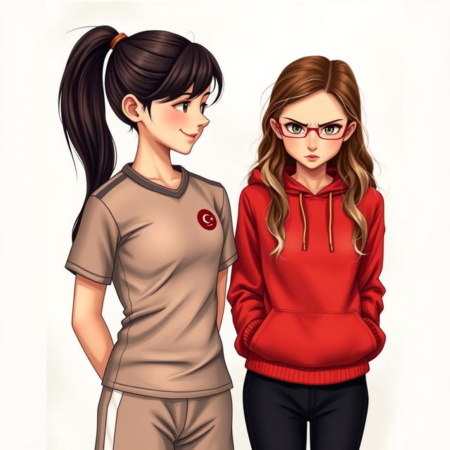 A realistic book cover for 'Kayıp Renk', depicting two girls standing side by side