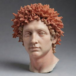 A detailed coral head sculpted in the style of Renaissance art, showcasing fine traces of delicate craftsmanship resonate with the period's aesthetic.