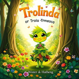 A whimsical and enchanting book cover featuring 'Trolinda of a Trol in a Forest'