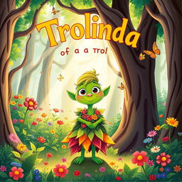 A whimsical and enchanting book cover featuring 'Trolinda of a Trol in a Forest'