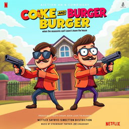 A vibrant movie poster for the action comedy film 'Coke and Burger'