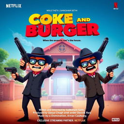 A vibrant movie poster for the action comedy film 'Coke and Burger'