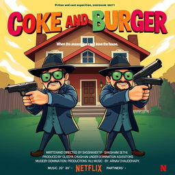 A vibrant movie poster for the action comedy film 'Coke and Burger'