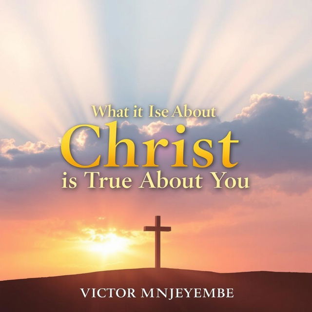 A spiritually inspiring book cover titled 'What is True About Christ is True About You' by Victor Mnyenyembe