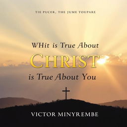 A spiritually inspiring book cover titled 'What is True About Christ is True About You' by Victor Mnyenyembe