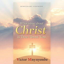 A spiritually inspiring book cover titled 'What is True About Christ is True About You' by Victor Mnyenyembe