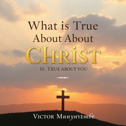 A spiritually inspiring book cover titled 'What is True About Christ is True About You' by Victor Mnyenyembe