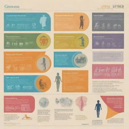 Design an infographic depicting the evolution of human understanding and attitudes towards gender and sexuality in modern societies, using significant historical markers, icons, and data. Ensure the image communicates a narrative of evolution and increased acceptance.