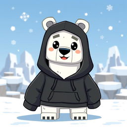 A cartoon-style polar bear wearing a black hoodie, designed in a Minecraft-inspired blocky art style