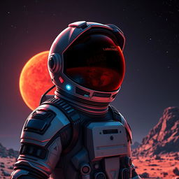 A visually captivating image of an astronaut gazing towards Mars, depicted in a vibrant game art style