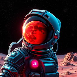 A visually captivating image of an astronaut gazing towards Mars, depicted in a vibrant game art style