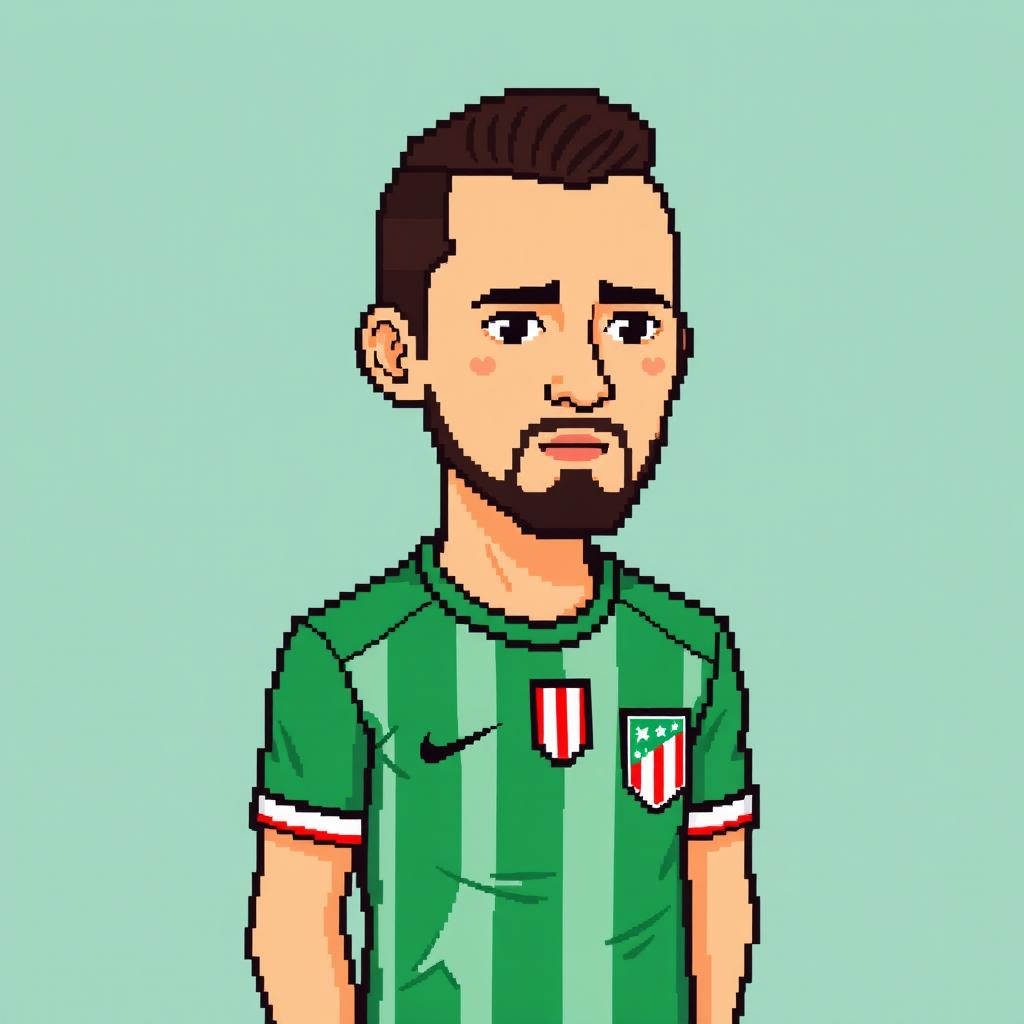 A basic pixel art representation of soccer player David Ospina wearing an Atlético Nacional jersey