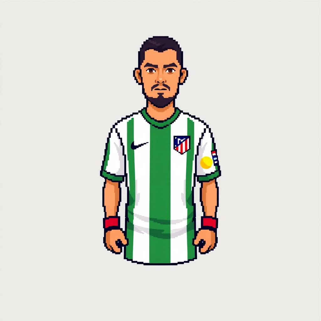 A basic pixel art representation of soccer player David Ospina wearing an Atlético Nacional jersey