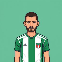 A basic pixel art representation of soccer player David Ospina wearing an Atlético Nacional jersey