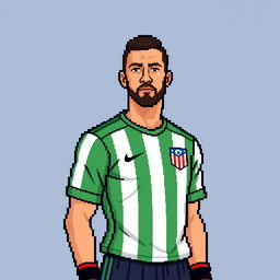 A basic pixel art representation of soccer player David Ospina wearing an Atlético Nacional jersey