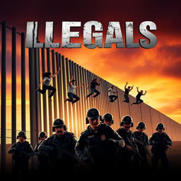 A tense and dramatic action movie poster titled 'Illegals'