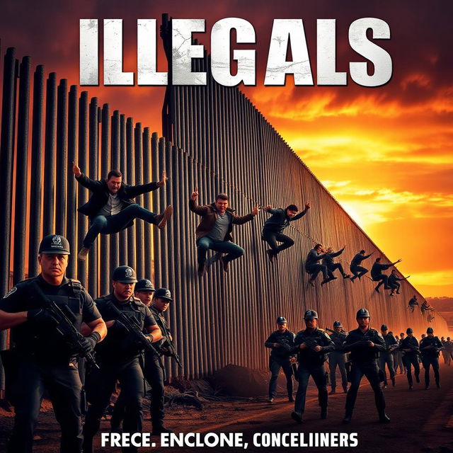 A tense and dramatic action movie poster titled 'Illegals'