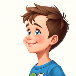 A detailed 2D profile portrait of a young boy