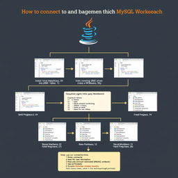 A detailed step-by-step infographic illustrating how to connect Java using NetBeans with MySQL Workbench