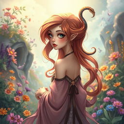 A captivating illustration of a girl with an elegantly elongated neck reminiscent of a serpent