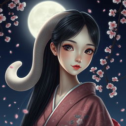 A hyper-realistic depiction of a girl with a monstrously long neck, deeply embodying the mythical essence of a Rokurokubi