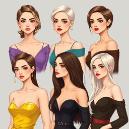 Una ilustración hiper-realista de mujeres con cuellos que miden exactamente 51 cm de longitud