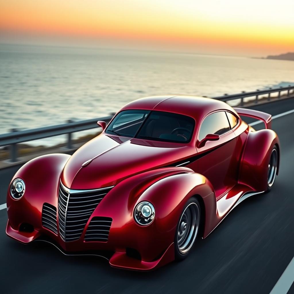 A stunning supercar that fuses a 1939 Chevrolet coupe with a custom hood widebody style and futuristic BMW avant-garde design elements