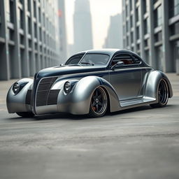 A stunning 1939 Chevrolet coupe with a sleek custom hood, designed as an exotic supercar