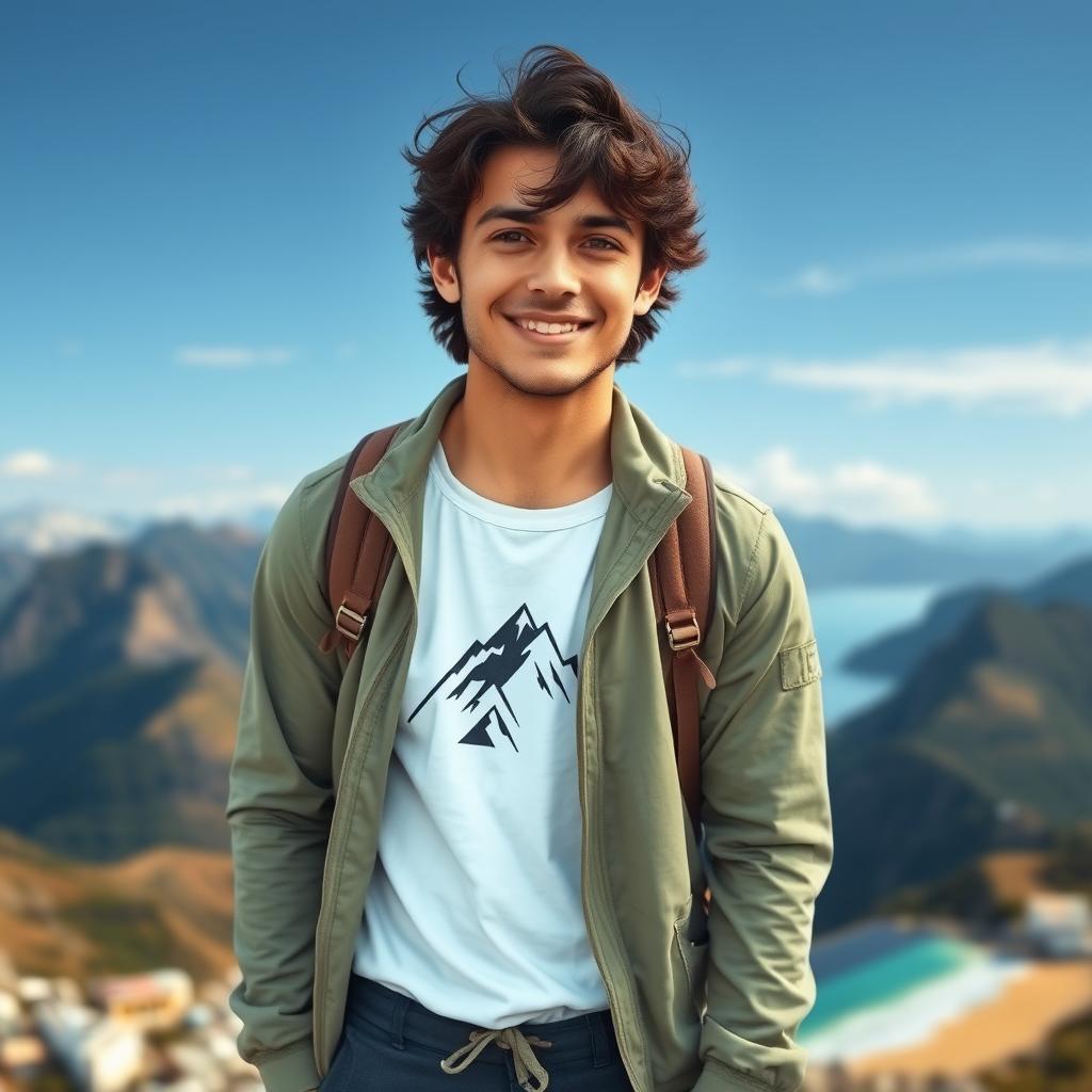 Mateo Cruz, a 28-year-old adventurous young man with dark brown, slightly wavy hair reaching his shoulders