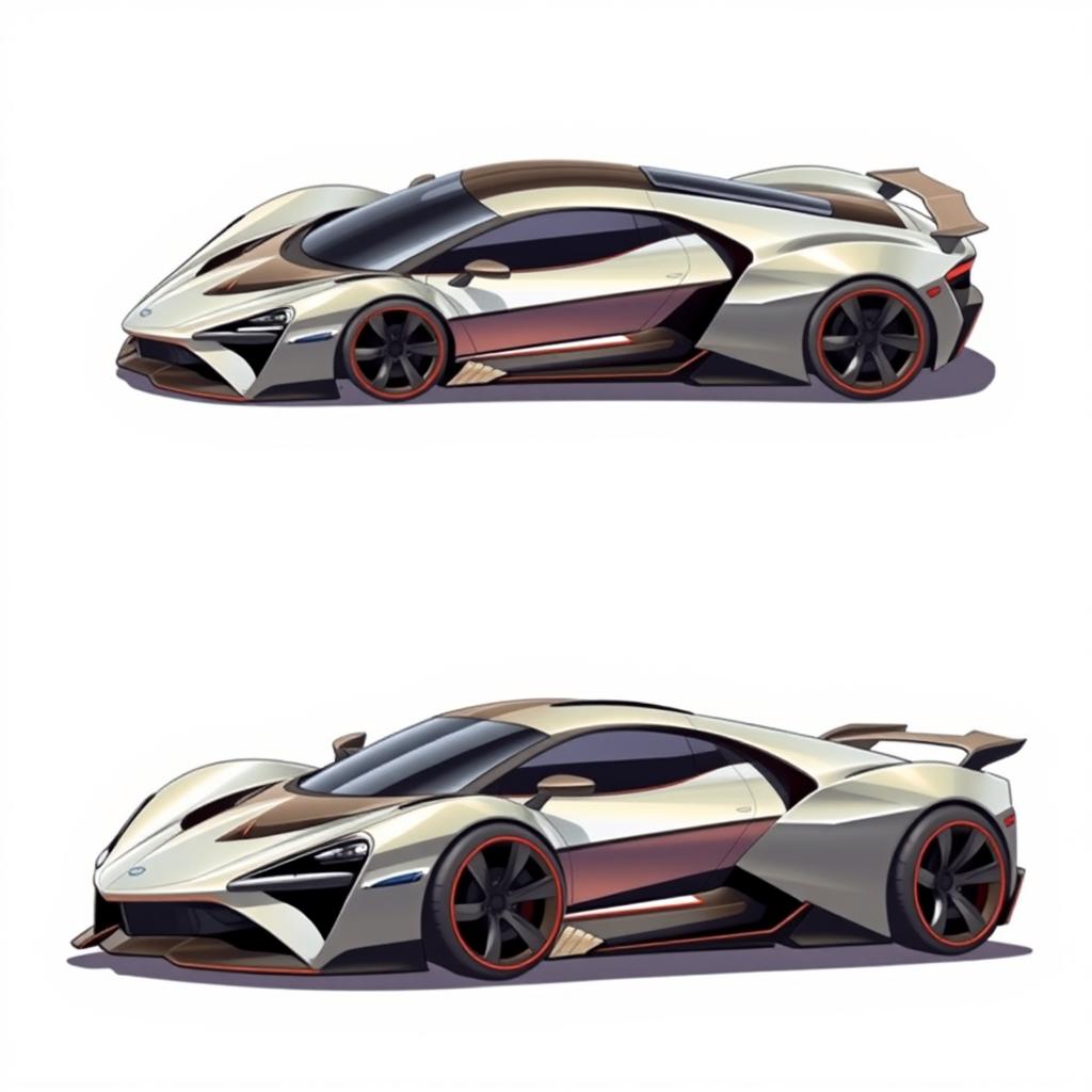 A detailed illustration of a super car featuring a uniquely modified design