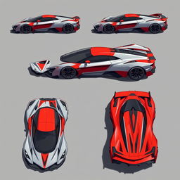 A detailed illustration of a super car featuring a uniquely modified design