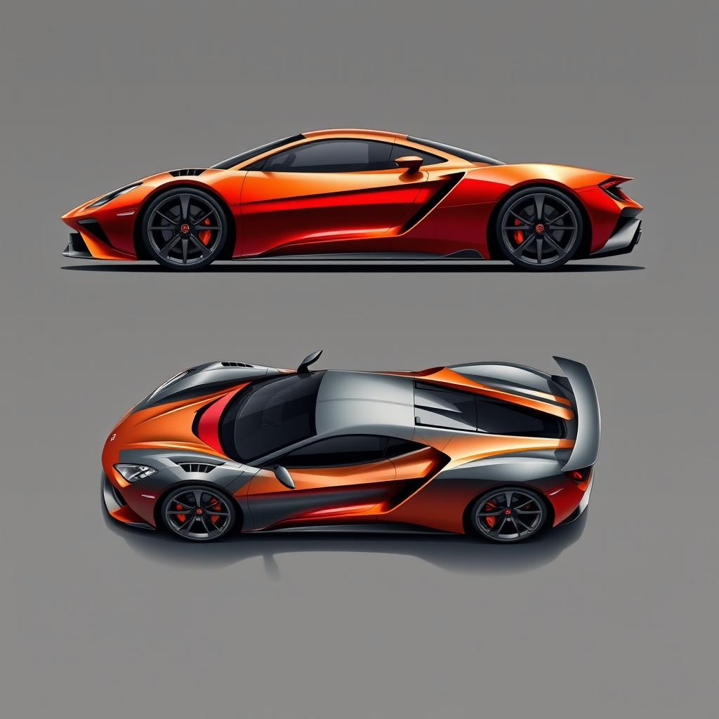 A meticulously crafted illustration of a super car featuring a slightly modified design