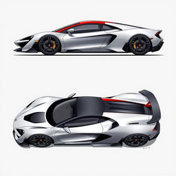 A meticulously crafted illustration of a super car featuring a slightly modified design