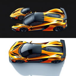 An intricate illustration of a super car showcasing a slightly modified design