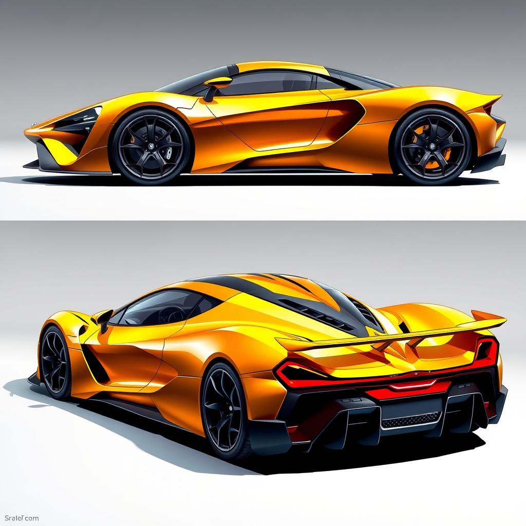 An intricate illustration of a super car showcasing a slightly modified design