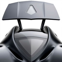 A striking black car with a sleek, aerodynamic design and a unique triangular window