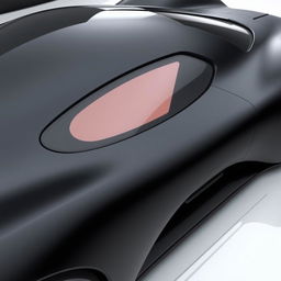 A sleek, aerodynamic black car featuring a striking triangular design window