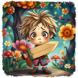 A captivating illustration of a confused little girl styled in a combination of whimsical book art and vibrant game art