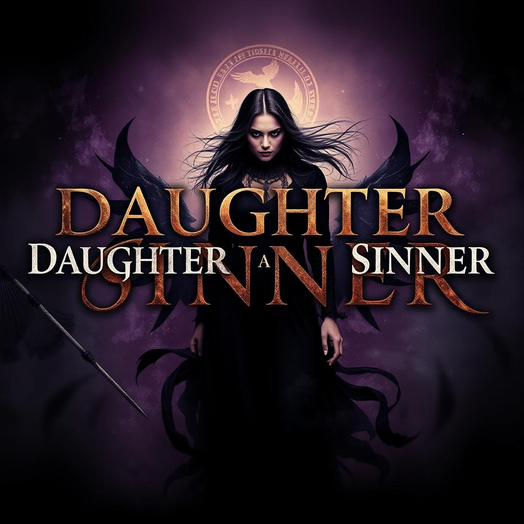 A band cover featuring an artistic representation of the phrase "Daughter of a Sinner" prominently displayed in an eye-catching font