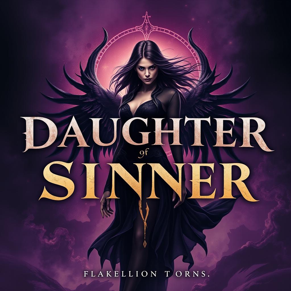 A band cover featuring an artistic representation of the phrase "Daughter of a Sinner" prominently displayed in an eye-catching font