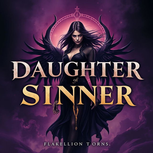 A band cover featuring an artistic representation of the phrase "Daughter of a Sinner" prominently displayed in an eye-catching font