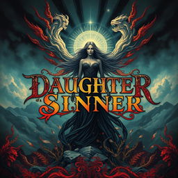 A captivating band cover design featuring the bold phrase "Daughter of a Sinner" artistically integrated into the composition