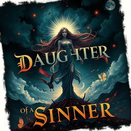 A captivating band cover design featuring the bold phrase "Daughter of a Sinner" artistically integrated into the composition