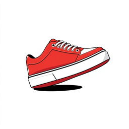 A simple 2D illustration of sneakers featuring a sleek and minimalist design in red, black, and white colors