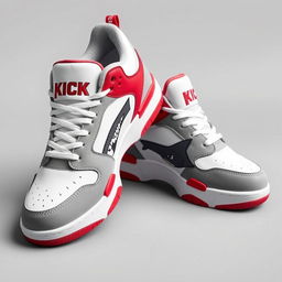 A pair of stylish sneakers themed after sharks, featuring a striking color scheme of white, grey, and blood red