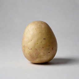 A detailed image of a potato with an appealing texture against a simple background.