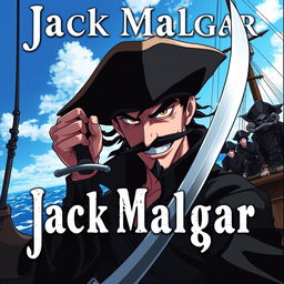 A dark anime cover titled 'Jack Malgar', featuring an evil pirate with a sinister smile