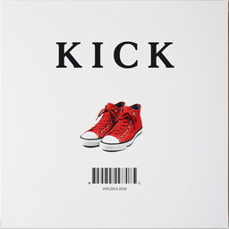 A minimalist grey blank canvas featuring the bold black word "KICK" prominently displayed at the top in a stylish font